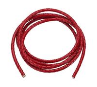PATIKIL Round Braided Leather Cord, 4mm Round Braided Leather Cord Rope Folded for Crafts Jewelry Making Necklace Bracelets, Red (1.1 Yards)