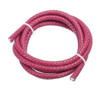 PATIKIL Round Braided Leather Cord, 6mm Braided Genuine Leather Cord String Rope Folded Leather Strip for Jewelry Making Crafts Necklaces Bracelets, Rose Red(1.1Yards)