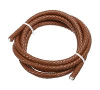 PATIKIL Round Braided Leather Cord, 6mm Braided Genuine Leather Cord String Rope Folded Leather Strip for Jewelry Making Crafts Necklaces Bracelets, Brown(1.1Yards)
