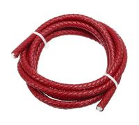 PATIKIL Round Braided Leather Cord, 6mm Braided Genuine Leather Cord String Rope Folded Leather Strip for Jewelry Making Crafts Necklaces Bracelets, Red(1.1Yards)