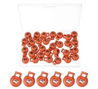 PATIKIL Round Cord Lock, 30 Pcs Plastic Single Hole Spring Loaded Toggle Stoppers Adjustable Sliding Draw String Clip Ends Clamp with Box for Drawstring Paracord Shoelaces, Orange