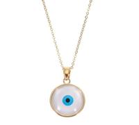 PATIKIL Round Evil Eye Charm Pendant, 16 Inch Turkish Evil Eye Flatback Charm Eye Protection Lucky Necklaces for DIY Art Craft Jewelry Making, White