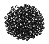PATIKIL Round Letter Beads, 300 Pcs Letter C Acrylic Alphabet Black Beads White Letters for Jewelry Making Bracelets Making Necklaces DIY, White