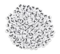 PATIKIL Round Letter Beads, 300 Pcs Letter E Acrylic Alphabet White Beads Black Letters for Jewelry Making Bracelets Making Necklaces DIY, Black