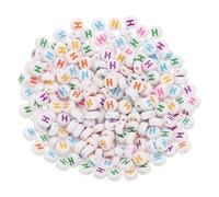 PATIKIL Round Letter Beads, 300 Pcs Letter H Acrylic Alphabet White Beads Colored Letters for Jewelry Making Bracelets Making Necklaces DIY, Multicolor