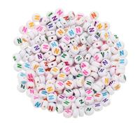PATIKIL Round Letter Beads, 300 Pcs Letter N Acrylic Alphabet White Beads Colored Letters for Jewelry Making Bracelets Making Necklaces DIY, Multicolor