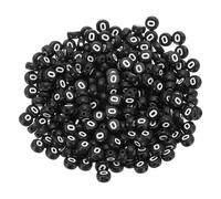 PATIKIL Round Letter Beads, 300 Pcs Letter O Acrylic Alphabet Black Beads White Letters for Jewelry Making Bracelets Making Necklaces DIY, White
