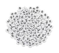 PATIKIL Round Letter Beads, 300 Pcs Letter O Acrylic Alphabet White Beads Black Letters for Jewelry Making Bracelets Making Necklaces DIY, Black