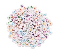 PATIKIL Round Letter Beads, 300 Pcs Letter O Acrylic Alphabet White Beads Colored Letters for Jewelry Making Bracelets Making Necklaces DIY, Multicolor