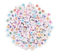 PATIKIL Round Letter Beads, 300 Pcs Letter R Acrylic Alphabet White Beads Colored Letters for Jewelry Making Bracelets Making Necklaces DIY, Multicolor