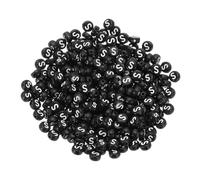 PATIKIL Round Letter Beads, 300 Pcs Letter S Acrylic Alphabet Black Beads White Letters for Jewelry Making Bracelets Making Necklaces DIY, White