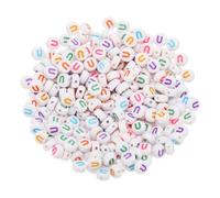 PATIKIL Round Letter Beads, 300 Pcs Letter U Acrylic Alphabet White Beads Colored Letters for Jewelry Making Bracelets Making Necklaces DIY, Multicolor