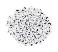 PATIKIL Round Letter Beads, 300 Pcs Letter x Acrylic Alphabet White Beads Black Letters for Jewelry Making Bracelets Making Necklaces DIY, Black