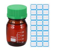 PATIKIL Round Media Storage Bottles, 100ml Thickened Glass Graduated Round Bottles with GL45 Green Screw Cap for Lab Water Reagent Liquids, Brown