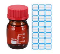 PATIKIL Round Media Storage Bottles, 100ml Thickened Glass Graduated Round Bottles with GL45 Red Screw Cap for Lab Water Reagent Liquids, Brown