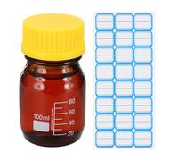 PATIKIL Round Media Storage Bottles, 100ml Thickened Glass Graduated Round Bottles with GL45 Yellow Screw Cap for Lab Water Reagent Liquids, Brown