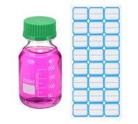 PATIKIL Round Media Storage Bottles, 250ml Thickened Glass Graduated Round Bottles with GL45 Green Screw Cap for Lab Water Reagent Liquids, Clear
