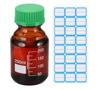 PATIKIL Round Media Storage Bottles, 250ml Thickened Glass Graduated Round Bottles with GL45 Green Screw Cap for Lab Water Reagent Liquids, Brown