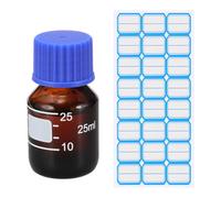 PATIKIL Round Media Storage Bottles, 25ml Thickened Glass Graduated Round Bottles with GL45 Blue Screw Cap for Lab Water Reagent Liquids, Brown