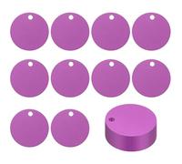 PATIKIL Round Metal Stamping Blanks Tags 1.4", 25 Pcs Round Anodized Aluminum Blank Laser Engraving Dog ID Name Tag with Hole for Pet Craft DIY Decorative, Purple
