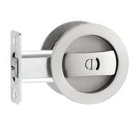 PATIKIL Round Recessed Door Lock with Color Coded Indicators, Pocket Door Lock 2 3/8" Backset Hardware for 1 3/8" to 2 3/16" Thickness Door for Privacy Pocket Door, Silver