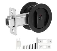 PATIKIL Round Recessed Door Lock with Color Coded Indicators, Pocket Door Lock 2 3/8" Backset Hardware for 1 3/8" to 2 3/16" Thickness Door for Privacy Pocket Door, Black