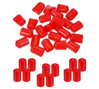 PATIKIL Round Rubber End Caps 12.5mm ID, 50 Pcs Rubber Bolt Covers Caps Vinyl Rubber Flexible Screw Thread Protectors for Metal Tube Rod Bolts, Red