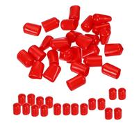 PATIKIL Round Rubber End Caps 13mm ID, 50 Pcs Rubber Bolt Covers Caps Vinyl Rubber Flexible Screw Thread Protectors for Metal Tube Rod Bolts, Red