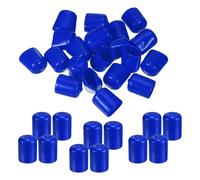 PATIKIL Round Rubber End Caps 19mm ID, 50 Pcs Rubber Bolt Covers Caps Vinyl Flexible Screw Thread Protectors for Metal Tube Rod Bolts, Blue