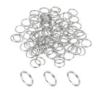 PATIKIL Round Split Ring, 100 Pcs 10mm Small Split Rings with Double Loops Metal Small Key Circle for Key Chains Jewelry Making DIY Crafts Ornaments Accessories Pendant, Silver