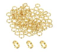 PATIKIL Round Split Ring, 100 Pcs 5mm Small Split Rings with Double Loops Metal Small Key Circle for Key Chains Jewelry Making DIY Craft Ornaments Accessories Pendants, Gold