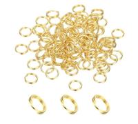 PATIKIL Round Split Ring, 100 Pcs 5mm Small Split Rings with Double Loops Metal Small Key Circle for Key Chains Jewelry Making DIY Crafts Ornaments Accessories Pendants, Gold