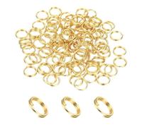 PATIKIL Round Split Ring, 100 Pcs 6mm Small Split Rings with Double Loops Metal Small Key Circle for Key Chains Jewelry Making DIY Crafts Ornaments Accessories Pendants, Gold