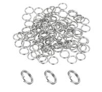 PATIKIL Round Split Ring, 100 Pcs 7mm Small Split Rings with Double Loops Metal Small Key Circle for Key Chains Jewelry Making DIY Crafts Ornament Accessories Pendants, Silver