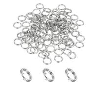 PATIKIL Round Split Ring, 100 Pcs 7mm Small Split Rings with Double Loops Metal Small Key Circle for Key Chains Jewelry Making DIY Crafts Ornaments Accessories Pendant, Silver