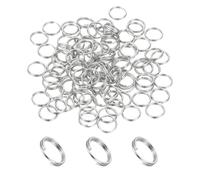 PATIKIL Round Split Ring, 100 Pcs 7mm Small Split Rings with Double Loops Metal Small Key Circle for Key Chains Jewelry Making DIY Crafts Ornaments Accessories Pendants, Silver