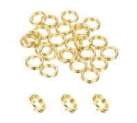 PATIKIL Round Split Ring, 20 Pcs 5mm Small Split Rings with Double Loops Metal Small Key Circle for Key Chains Jewelry Making DIY Craft Ornaments Accessories Pendants, Gold