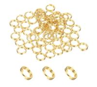 PATIKIL Round Split Ring, 60 Pcs 5mm Small Split Rings with Double Loops Metal Small Key Circle for Key Chains Jewelry Making DIY Craft Ornaments Accessories Pendants, Gold