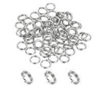 PATIKIL Round Split Ring, 60 Pcs 6mm Small Split Rings with Double Loops Metal Small Key Circle for Key Chains Jewelry Making DIY Crafts Ornament Accessories Pendants, Silver