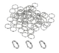 PATIKIL Round Split Ring, 60 Pcs 7mm Small Split Rings with Double Loops Metal Small Key Circle for Key Chains Jewelry Making DIY Craft Ornaments Accessories Pendants, Silver