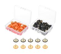 PATIKIL Roundness Push Pins, 400 Pcs Thumb Tacks Plastic Decorative Pins for CorkBoard, Picture, DIY for Home, Office, Black/Orange
