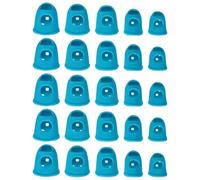 PATIKIL Rubber Finger Tips, 5 Sizes 40 Pcs Guitar Fingertip Protector Silicone Thimbles Knitting Accessories for Hand Sewing Paper Sorting Money Counting Guitar Playing, Light Blue
