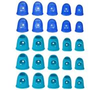 PATIKIL Rubber Finger Tips, 5 Sizes 40 Pcs Guitar Fingertip Protector Silicone Thimbles Knitting Accessories for Hand Sewing Paper Sorting Money Counting, Light Blue/Dark Blue