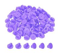 PATIKIL Rubber Pin Backs, 100 Pack Butterfly Clutch Lapel Pin Backing Locking Pin Keepers Brooch Holder for Uniform Badge Hat Tie, Purple