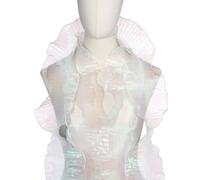 PATIKIL Ruffle Lace Trims, 10 Yards Retro Organza Fabric Trim Tulle Decorative Ruffle Lace Border for DIY Sewing Dress Bag Costume Trimming Craft Cake Decor, Fantasy White