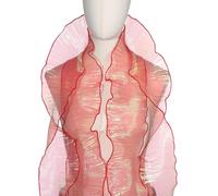 PATIKIL Ruffle Lace Trims, 10 Yards Retro Organza Fabric Trim Tulle Decorative Ruffle Lace Border for DIY Sewing Dress Bag Costume Trimming Craft Cake Decor, Coral Red