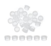 PATIKIL Salt and Pepper Shaker Stoppers 16mm/0.63", 50Pcs Plastic Salt Shaker Plug Replacement with Pull Ring Reusable Clear Round End Cap for Pots Bottles Pipes