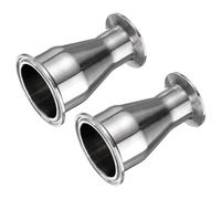 PATIKIL Sanitary Fitting Reducer Fitting, 2Pcs 304 Stainless Steel 2" Tube OD x 1-1/4" Tube OD 2" Tri Sanitary Clam 64mm x 1.5" Tri Sanitary Clam 50.5mm Ferrule Flange, Silver