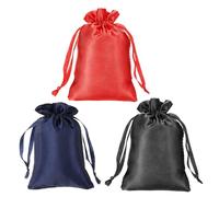 PATIKIL Satin Bags with Drawstring, 3 Pack 6x8 Inch Wedding Favor Bag Mini Gift Packaging Bag for Birthday Christmas Jewelry Party, Red Dark Blue Black