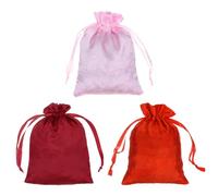 PATIKIL Satin Bags with Drawstring, 3Pcs 6x9In Favor Bag, Burgundy,Red,Pink | Wedding Favor Bag Wedding Mini Gift Packaging Bags for Birthday Christmas Jewelry Party